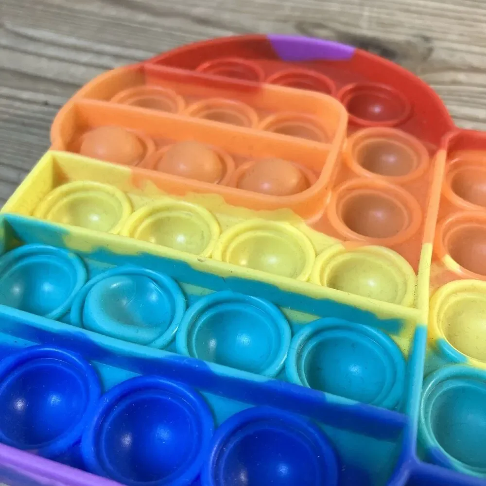 Rainbow among us Fidget Bubble Popper Pop Stress Reliever pop-it Silicone 6 In